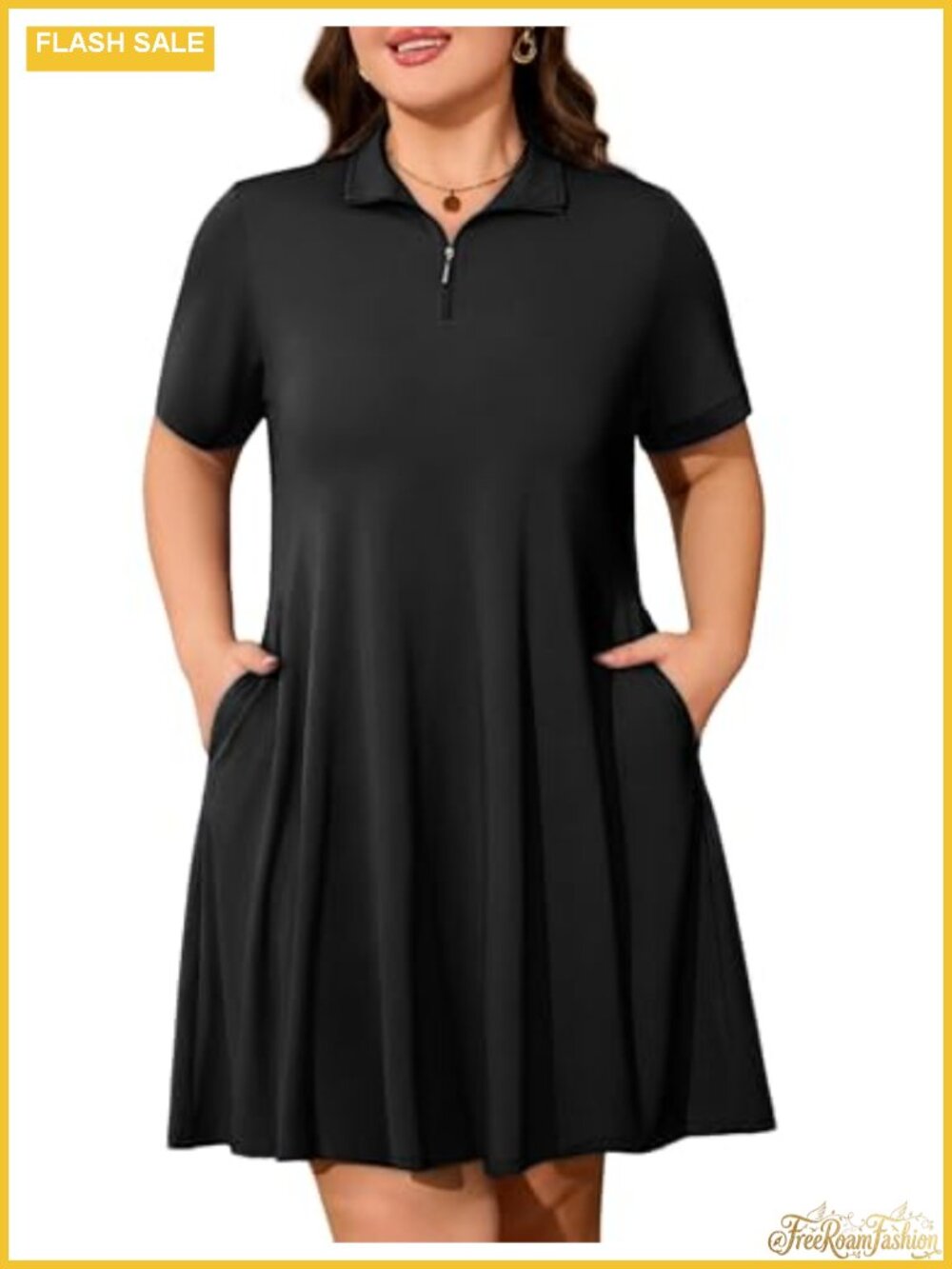 Plus Size Tennis Dress with Shorts, Pockets, 1/4 Zip, Quick Dry Golf Dress